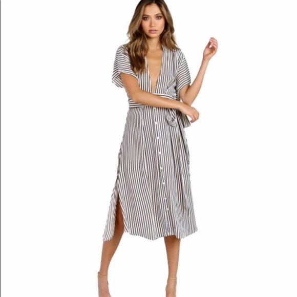 Faithfull The Brand Farah Brighton Stripe Midi Dress NWT Size 6/Medium - Picture 3 of 16